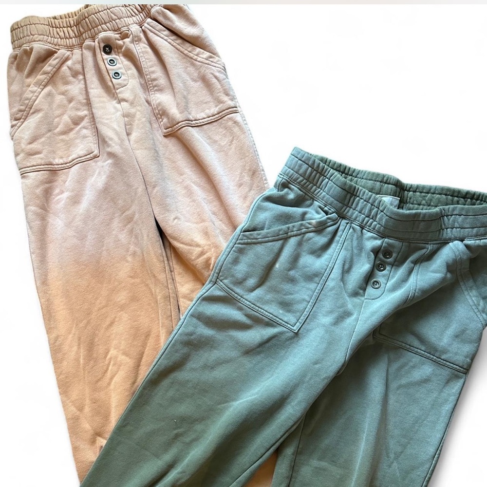 Urban Outfitters green and orange ombre cotton dyed wide leg sweatpants bundle - Picture 3 of 4